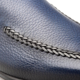 Mezlan S20756 Men's Shoes Blue Deer-Skin Leather Opanka Loafers (MZ3610)-AmbrogioShoes