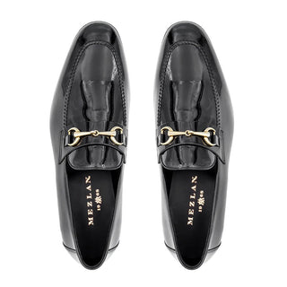Mezlan S20780 Men's Shoes Black Patent Leather Slip-On Horsebit Loafers (MZ3567)-AmbrogioShoes