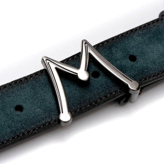 Mezlan SB11489 Green Suede Leather Floating Icon Men's Belt (MZB1218)-AmbrogioShoes