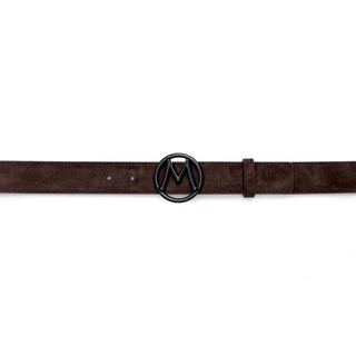 Mezlan SB11490 Dark Brown Suede Leather Circle Icon Men's Belt (MZB1206)-AmbrogioShoes