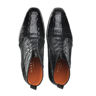Mezlan SX4864F Men's Shoes Black Exotic Crocodile Contrast Welt Chukka Boots (MZ3519)-AmbrogioShoes