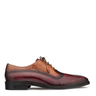 Mezlan SX4868-P Men's Shoes Burgundy & Camel Exotic Ostrich / Calf-Skin Leather Oxford (MZ3509)-AmbrogioShoes