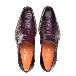 Mezlan SX4869-F Men's Shoes Burgundy Exotic Crocodile Plain Toe Slip-On Loafers (MZ3634)-AmbrogioShoes