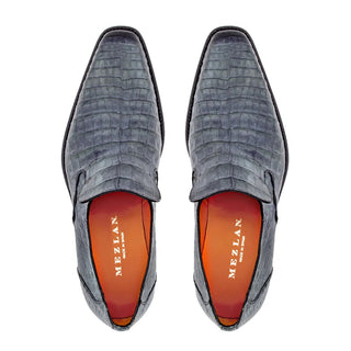 Mezlan SX4869-F Men's Shoes Medium Gray Exotic Crocodile Plain Toe Slip-On Loafers (MZ3537)-AmbrogioShoes