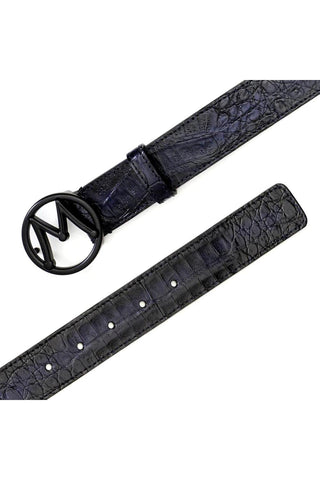 Mezlan SXB11491F Men's Crocodile Skin Circle Icon Belt (MZB1204)-AmbrogioShoes