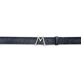 Mezlan SXB11492L Black Exotic Lizard Floating Icon Men's Belt (MZB1225)-AmbrogioShoes