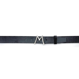 Mezlan SXB11492L Gray Exotic Lizard Floating Icon Men's Belt (MZB1224)-AmbrogioShoes