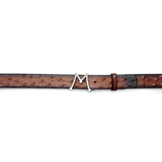 Mezlan SXB11493S Brandy Exotic Ostrich Floating Icon Men's Belt (MZB1213)-AmbrogioShoes