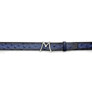 Mezlan SXB11493S Jeans Exotic Ostrich Floating Icon Men's Belt (MZB1215)-AmbrogioShoes