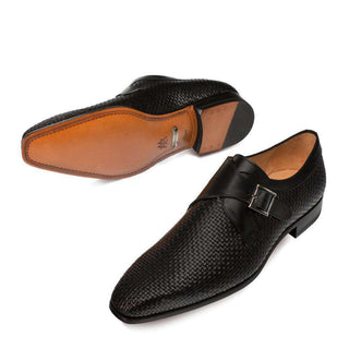 Mezlan Sabato Black Calfskin Classic Plain Toe Monk Strap Loafers (MZ2818)-AmbrogioShoes