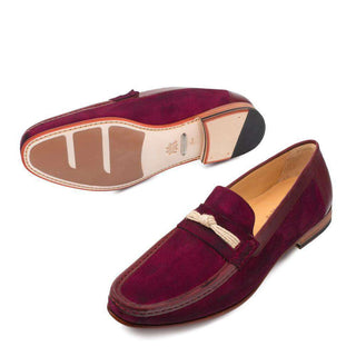 Mezlan Segura antiqued Suede Braided Rope Burgundy Loafers (MZ2814)-AmbrogioShoes