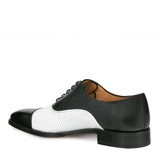 Mezlan Senna Men's Shoes Black and White Calf-Skin Leather Oxfords 9423 (MZ3138)-AmbrogioShoes