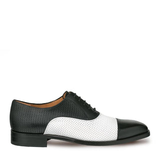 Mezlan Senna Men's Shoes Black and White Calf-Skin Leather Oxfords 9423 (MZ3138)-AmbrogioShoes