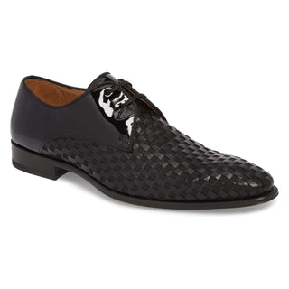 Mezlan Sexto Mens Luxury Shoes Black Calfskin & Fabric Oxfords 8230 (MZ2339)-AmbrogioShoes