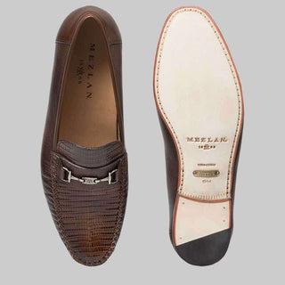 Mezlan Sileno Mens Luxury Shoes Cognac Lizard & Perforated Calfskin Loafers 7171-L (MZ2394)-AmbrogioShoes