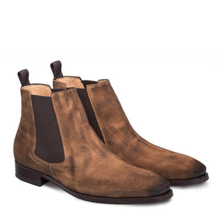 Mezlan Siracuse II 9347 Men's Shoes Tan Brown Suede Leather Chelsea Boots (MZ3231)-AmbrogioShoes