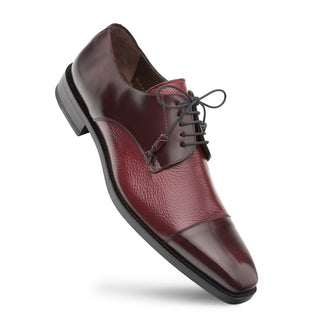 Mezlan Soka 15089 Men's Designer Shoes Burgundy Deer-Skin / Calf-Skin Leather Wingtip Oxfords 15089 (MZ3189)-AmbrogioShoes