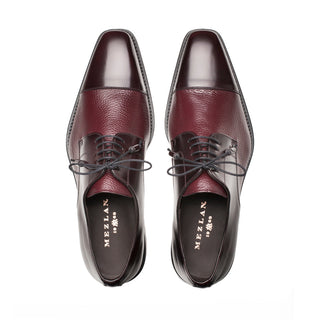 Mezlan Soka 15089 Men's Designer Shoes Burgundy Deer-Skin / Calf-Skin Leather Wingtip Oxfords 15089 (MZ3189)-AmbrogioShoes