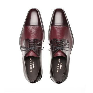 Mezlan Soka Men's Designer Shoes Burgundy Deer-Skin / Calf-Skin Leather Wingtip Oxfords 15089 (MZ3189)-AmbrogioShoes