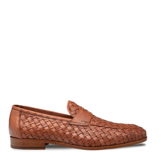 Mezlan Solomeo 21101 Men's Shoes Cognac Woven Leather Penny Loafers (MZ3719)-AmbrogioShoes