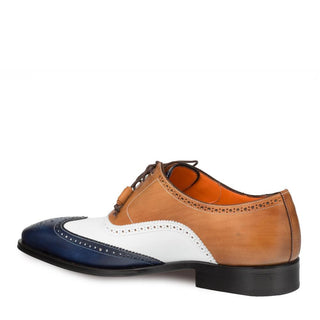 Mezlan Stratos Men's Shoes Brown / White / Blue Calf-Skin Leather Oxfords 9429 (MZ3148)-AmbrogioShoes