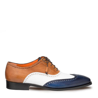 Mezlan Stratos Men's Shoes Brown / White / Blue Calf-Skin Leather Oxfords 9429 (MZ3148)-AmbrogioShoes