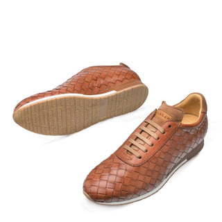 Mezlan Toronado Men's Shoes Cognac Woven Suede / Calf-Skin Leather 9467 (MZ3216)-AmbrogioShoes