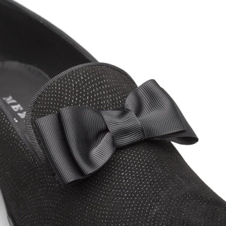 Mezlan S20306 Men's Shoes Black Glass Suede Leather Dress Venetian Loafers (MZ3428)-AmbrogioShoes