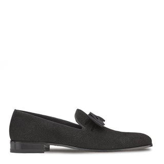 Mezlan S20306 Men's Shoes Black Glass Suede Leather Dress Venetian Loafers (MZ3428)-AmbrogioShoes