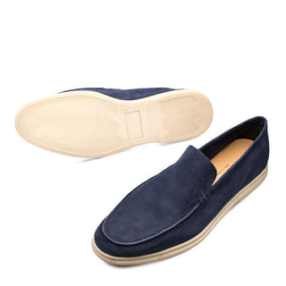 Mezlan Vale Men's Shoes Navy Suede Leather Casual Loafers 9390 (MZ3180)-AmbrogioShoes