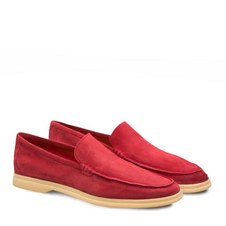 Mezlan Vale Men's Shoes Red Suede Leather Slip-On Loafers 9390 (MZ3171)-AmbrogioShoes