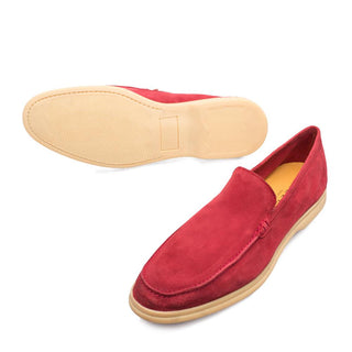 Mezlan Vale Men's Shoes Red Suede Leather Slip-On Loafers 9390 (MZ3171)-AmbrogioShoes