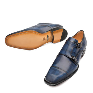 Mezlan Valkyrie Men's Shoes Electric Blue Double Monk-Straps Loafers 9368 (MZ3177)-AmbrogioShoes