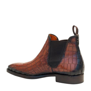 Mezlan Vanguard Men's Shoes Cognac Crocodile Print Leather Chelsea Boots (MZS3424)-AmbrogioShoes