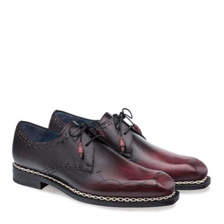 Mezlan Vladimir Men's Shoes Burgundy and Black Calf-skin Leather Oxfords 9209 (MZ3051)-AmbrogioShoes