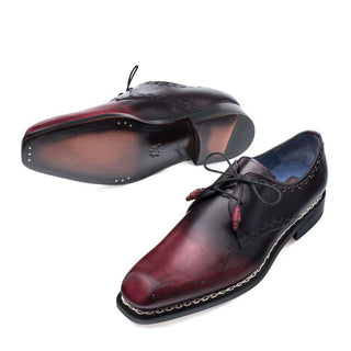 Mezlan Vladimir Men's Shoes Burgundy and Black Calf-skin Leather Oxfords 9209 (MZ3051)-AmbrogioShoes