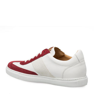 Mezlan Wyatt Men's Shoes Burgundy and White Multi-Material Sneakers 9483 (MZ3159)-AmbrogioShoes