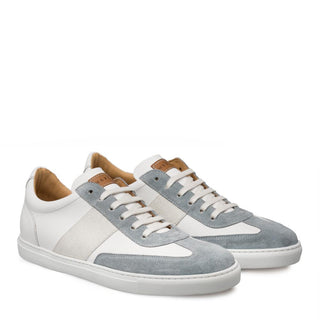 Mezlan Wyatt Men's Shoes Grey and White Fabric / Suede / Calf-Skin Leather Sneaker 9483 (MZ3122)-AmbrogioShoes