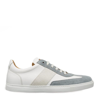 Mezlan Wyatt Men's Shoes Grey and White Fabric / Suede / Calf-Skin Leather Sneaker 9483 (MZ3122)-AmbrogioShoes