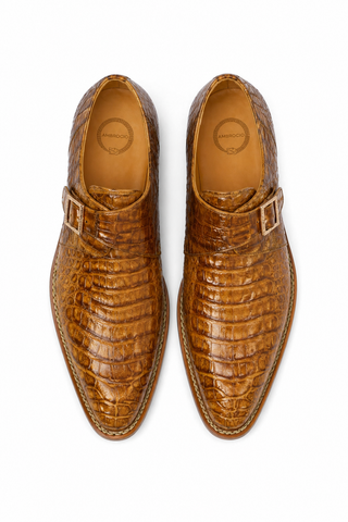 Mezlan for Ambrogio Exclusive Gigolo Crocodile Single Monk Strap (AMZ1017)