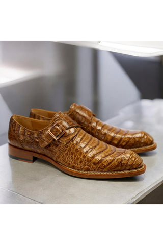 Mezlan for Ambrogio Exclusive Gigolo Crocodile Single Monk Strap (AMZ1017)