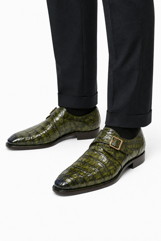 Mezlan for Ambrogio Exclusive Gigolo Exotic Crocodile Single Monk Strap (AMZ1017)
