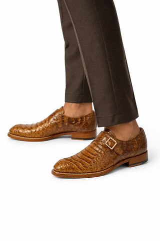 Mezlan for Ambrogio Exclusive Gigolo Exotic Crocodile Single Monk Strap (AMZ1017)
