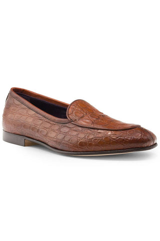Mica Crocodile Loafer - Cognac-Dellamoda