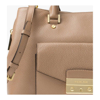 Michael Kors Handbag Haley Large Leather Satchel Color Beige (MK5002)-AmbrogioShoes