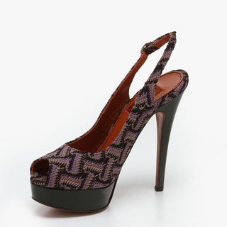 Missoni Platform Peep Toe Purple / Multi-color Womens Heels (MISS104)-AmbrogioShoes
