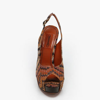 Missoni Shoes Platform Peep Toe Grey / Orange / Black Womens Heels (MISS103)-AmbrogioShoes