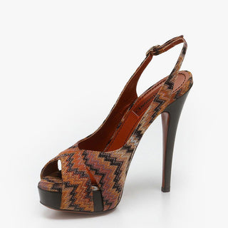 Missoni Shoes Platform Peep Toe Grey / Orange / Black Womens Heels (MISS103)-AmbrogioShoes