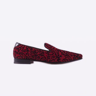 Mister 39052 Henche Men's Shoes Burgundy Cashmere Print / Suede Leather Slip On Loafers (MIS1005)-AmbrogioShoes