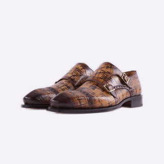 Mister 39581 Medin Men's Shoes Camel Crocodile Print / Calf-Skin Leather Monk-Straps Loafers (MIS1056)-AmbrogioShoes